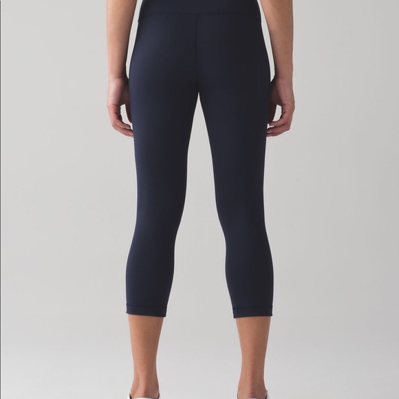 Navy Lululemon Wunder Under Crop - Picture 2 of 5
